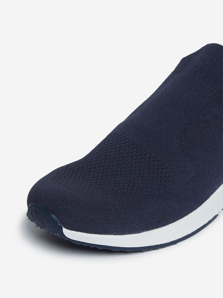 SOLEPLAY Navy Slip-On Knitted Sneakers
