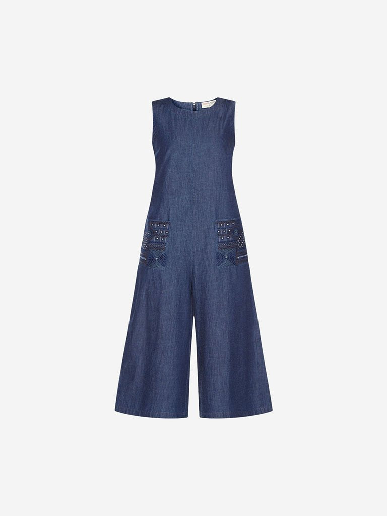 Bombay Paisley Blue Pure Cotton Jumpsuit