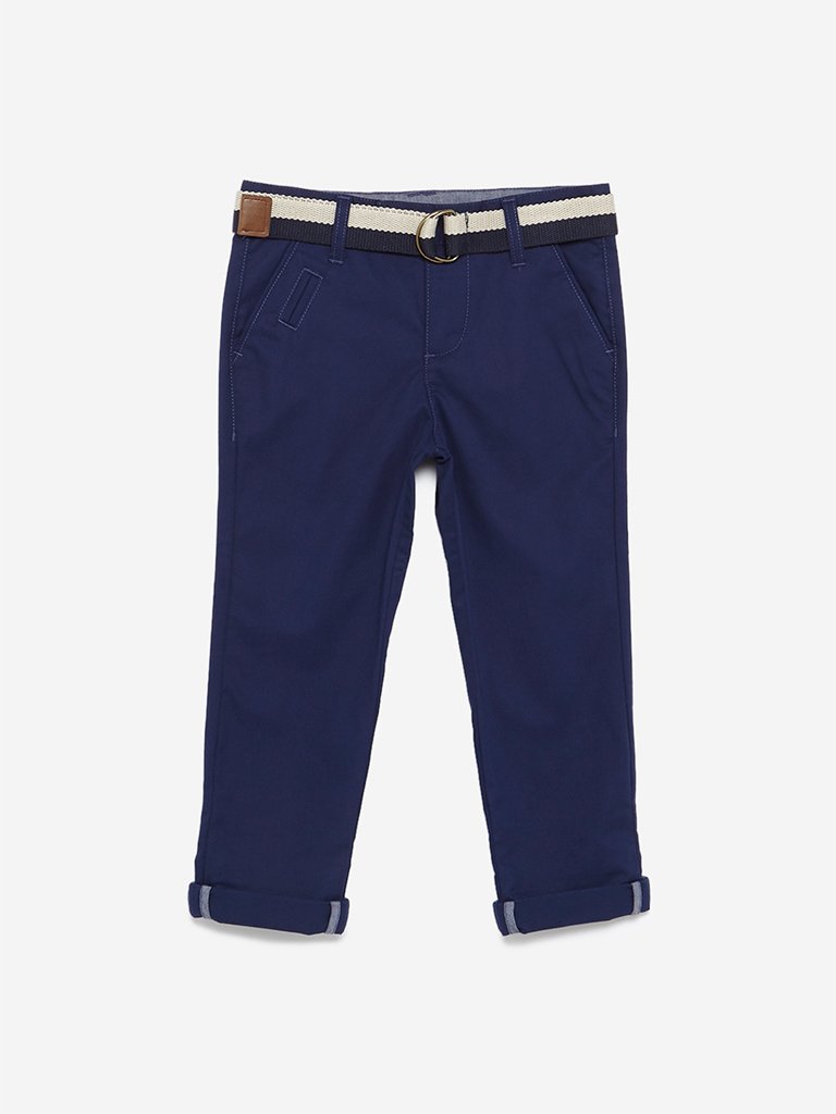 HOP Kids Navy Chris Trousers With Belt