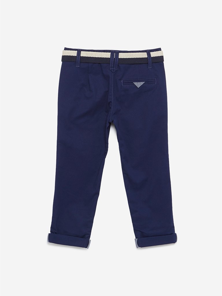 HOP Kids Navy Chris Trousers With Belt