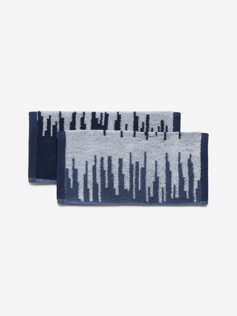 Westside Home Navy Abstract Pattern Face Towel Set Of Two