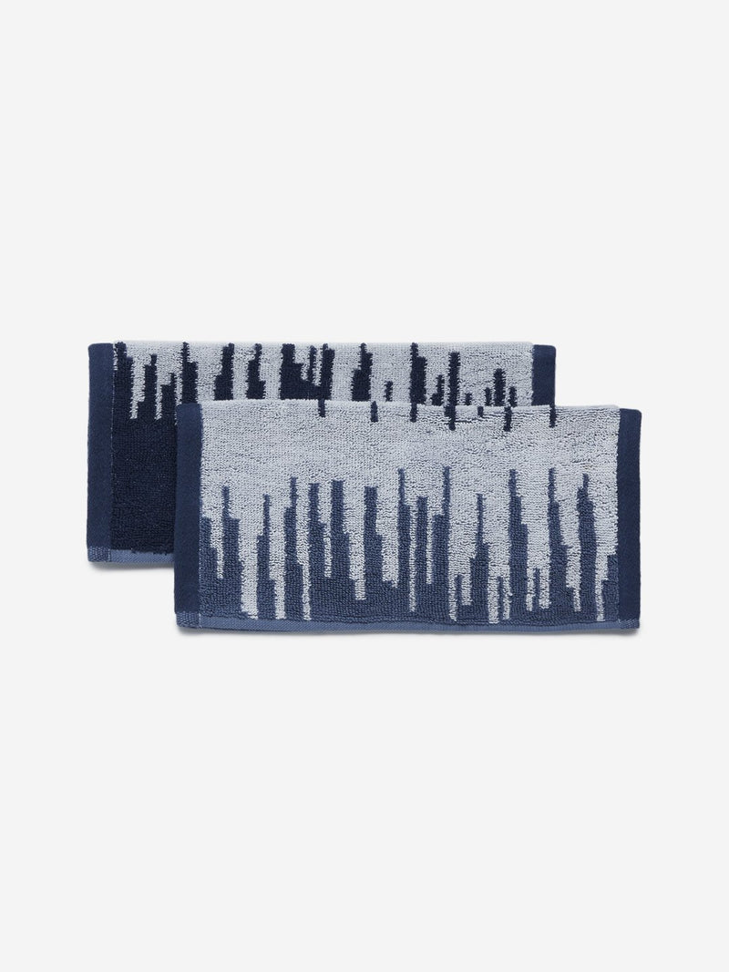 Westside Home Navy Abstract Pattern Face Towel Set Of Two