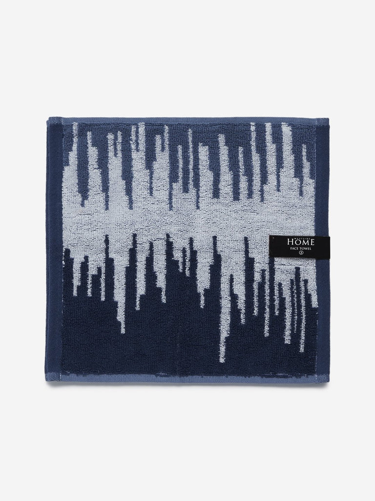 Westside Home Navy Abstract Pattern Face Towel Set Of Two