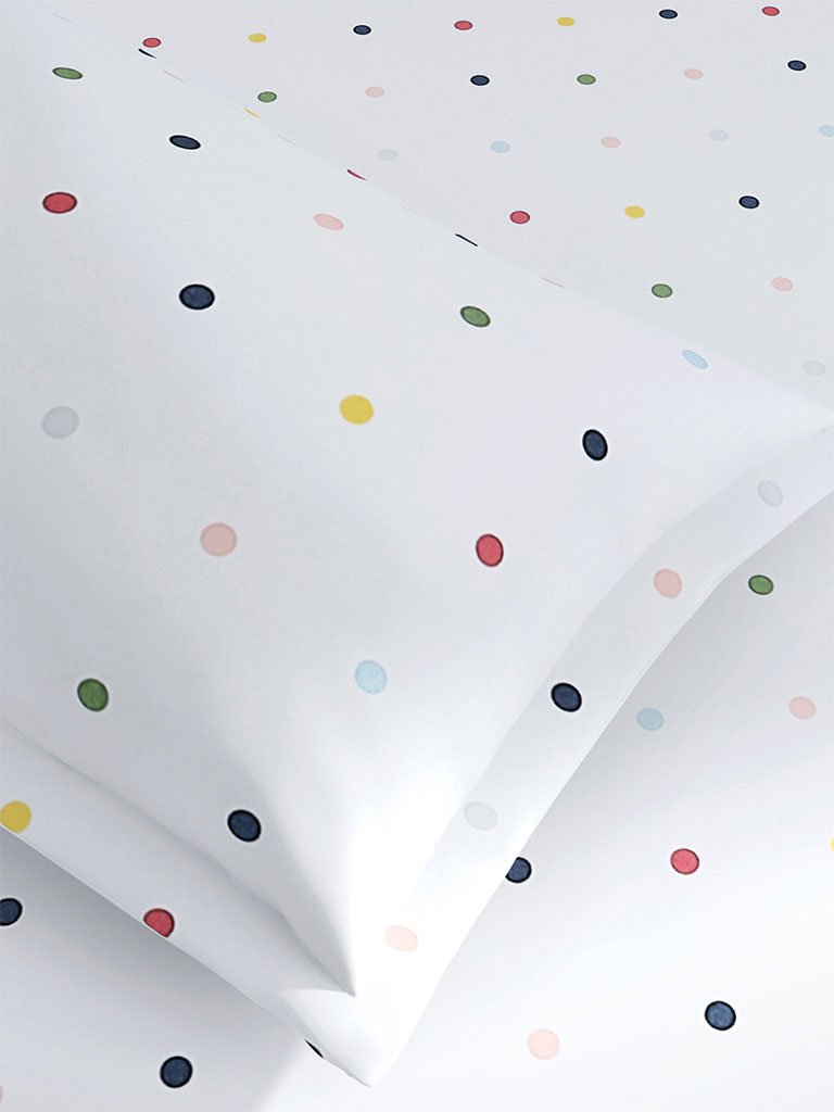 Westside Home Multicolour Dotted Single Bedsheet With One Pillowcase Set