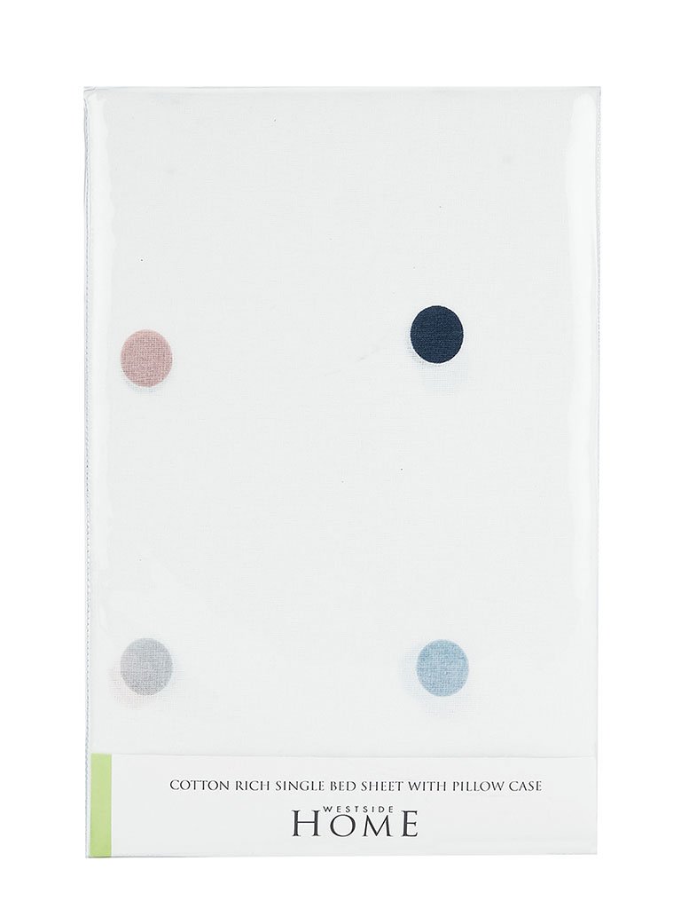Westside Home Multicolour Dotted Single Bedsheet With One Pillowcase Set