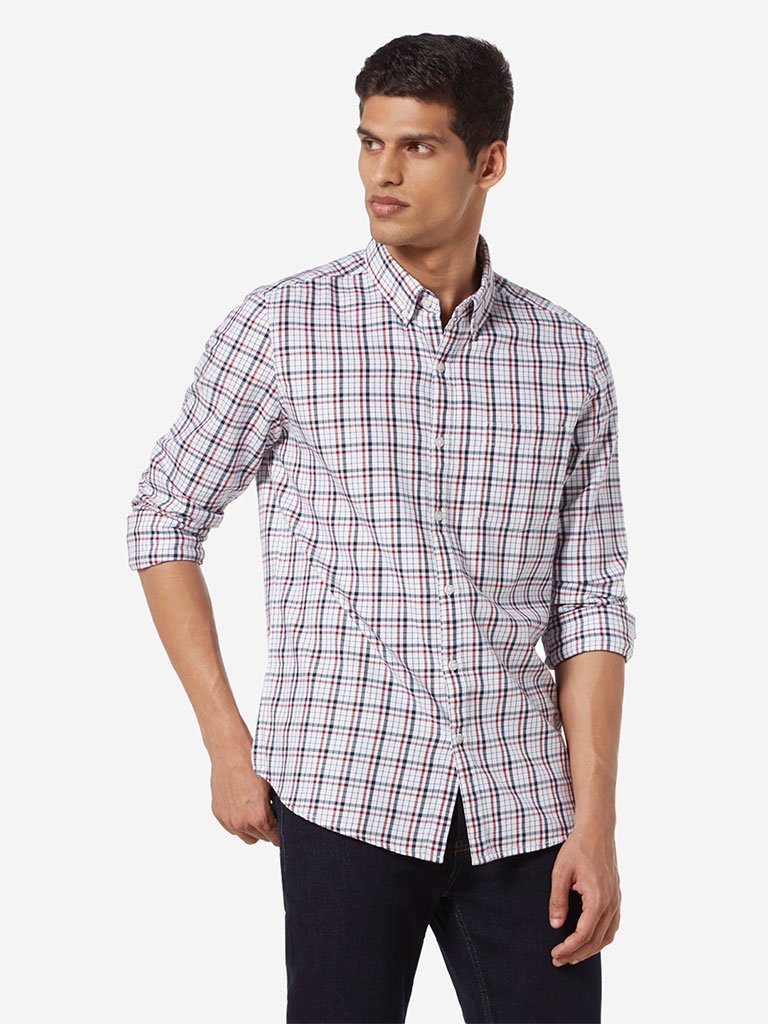 WES Casuals Multicolour Checkered Slim Fit Shirt
