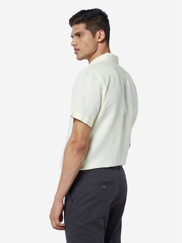 WES Casuals Light Yellow Slim Fit Shirt