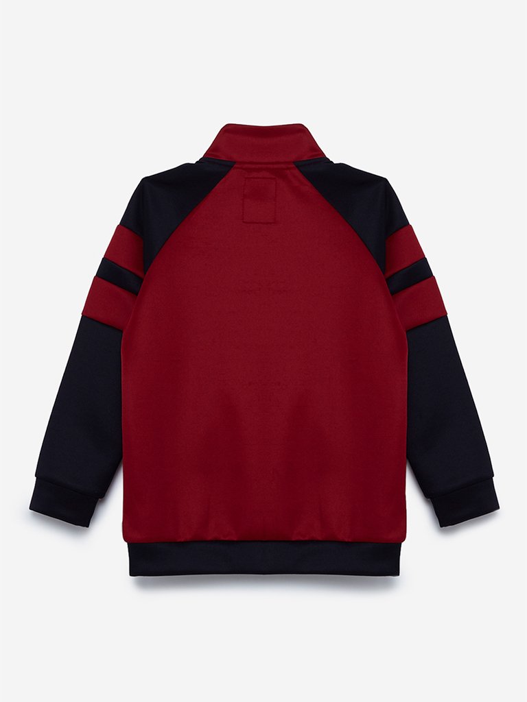 HOP Kids Maroon Colour-Blocked Jacket