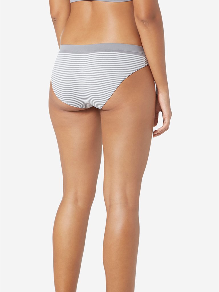 Wunderlove Grey Striped Bikini Briefs Set Of Two