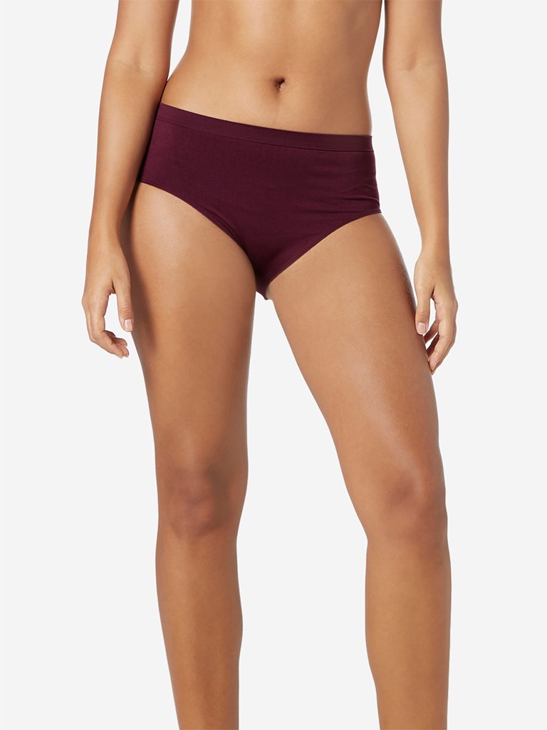 Wunderlove Burgundy Seam-Free Full Briefs