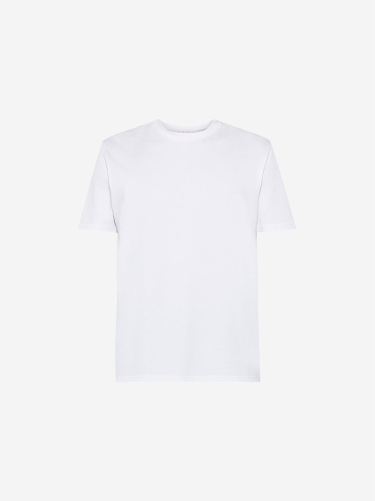Ascot White Self-Textured Slim Fit T-Shirt