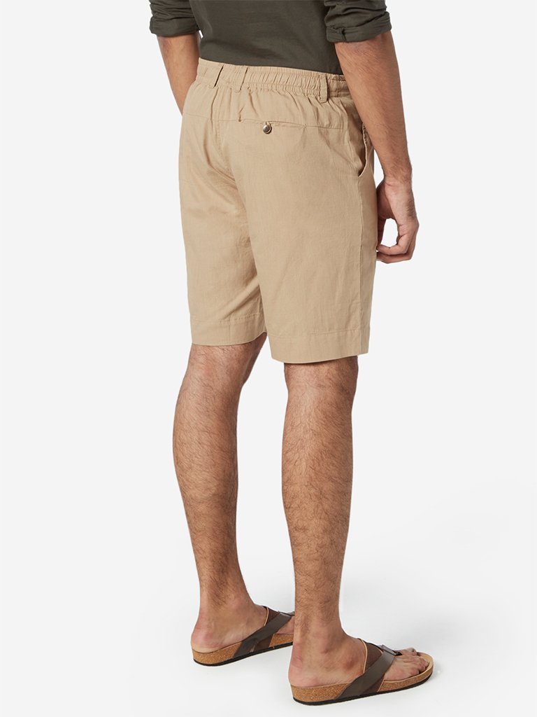 ETA Beige Slim Fit Pure Cotton Shorts