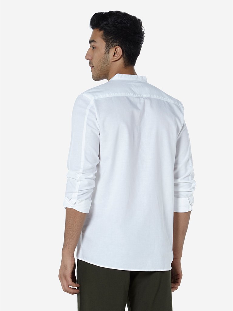 ETA White Mandarin-Collar Resort Fit Shirt