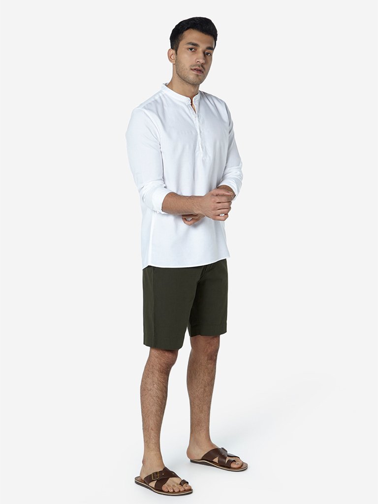 ETA White Mandarin-Collar Resort Fit Shirt