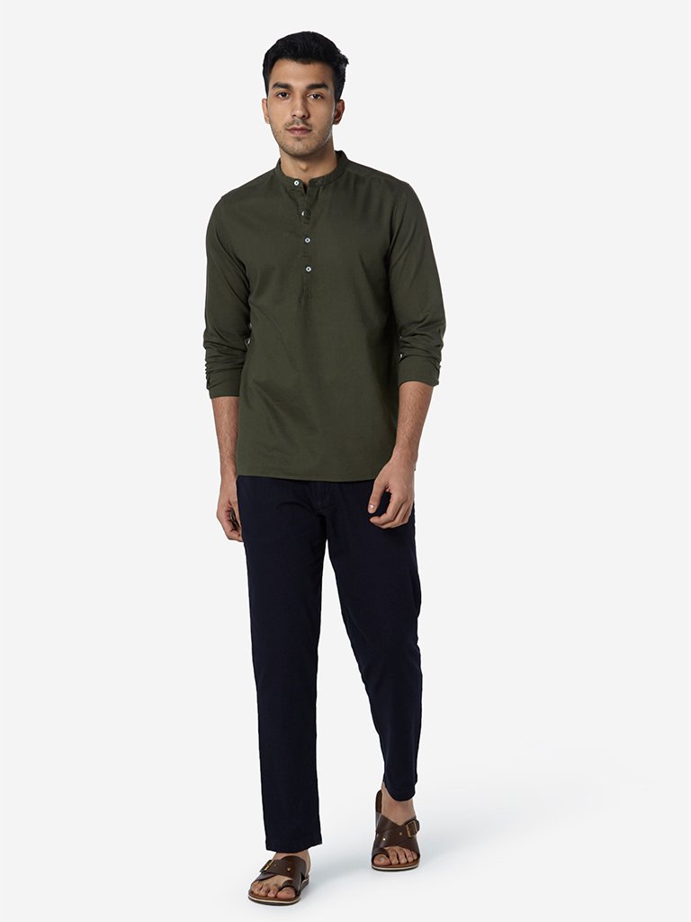 ETA Olive Mandarin-Collar Resort Fit Shirt