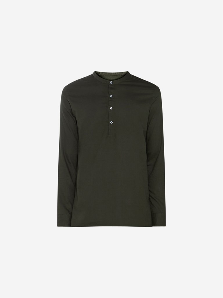 ETA Olive Mandarin-Collar Resort Fit Shirt