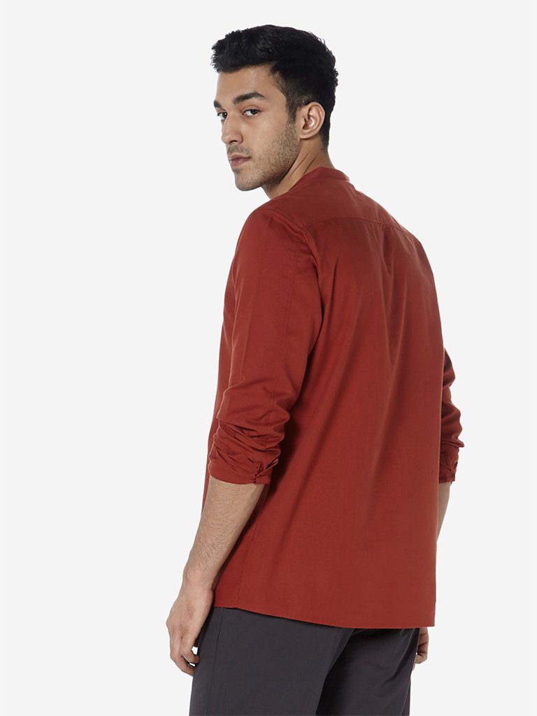 ETA Rust Mandarin-Collar Resort Fit Shirt