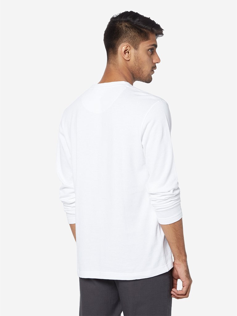 ETA White Self-Textured Slim Fit T-Shirt