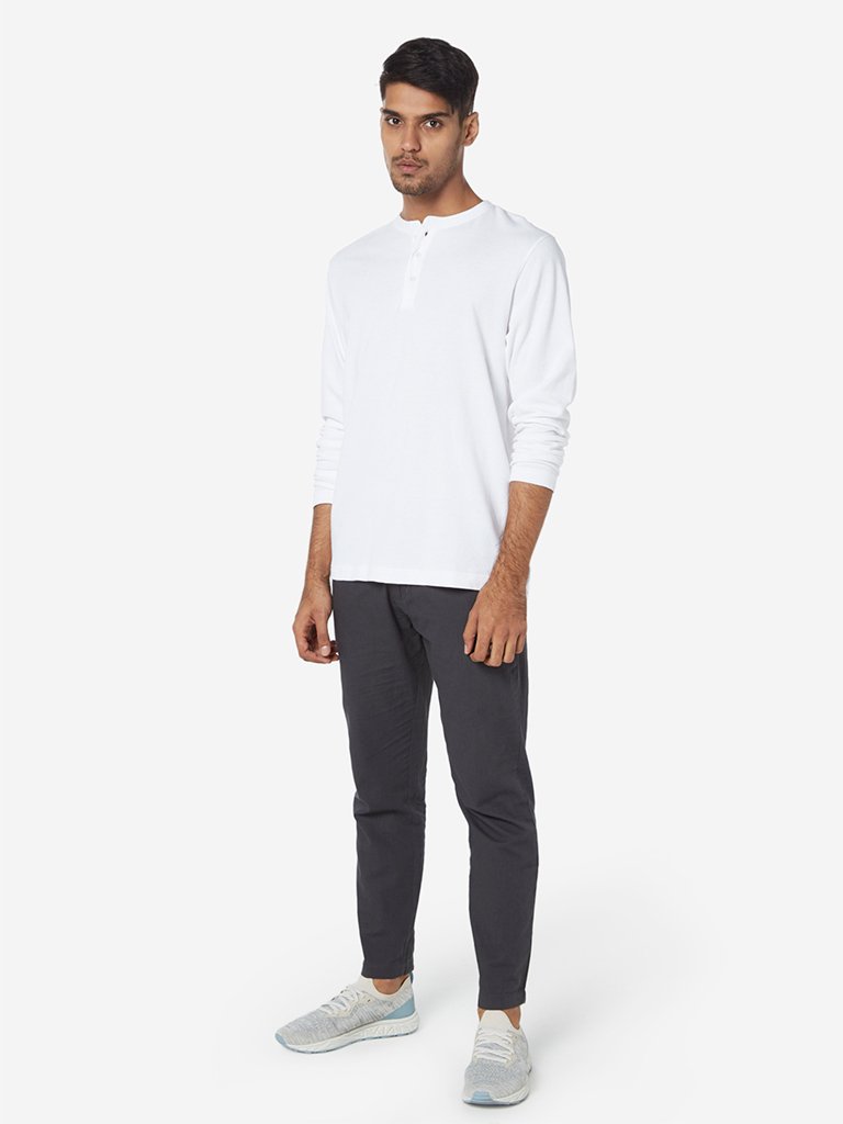 ETA White Self-Textured Slim Fit T-Shirt