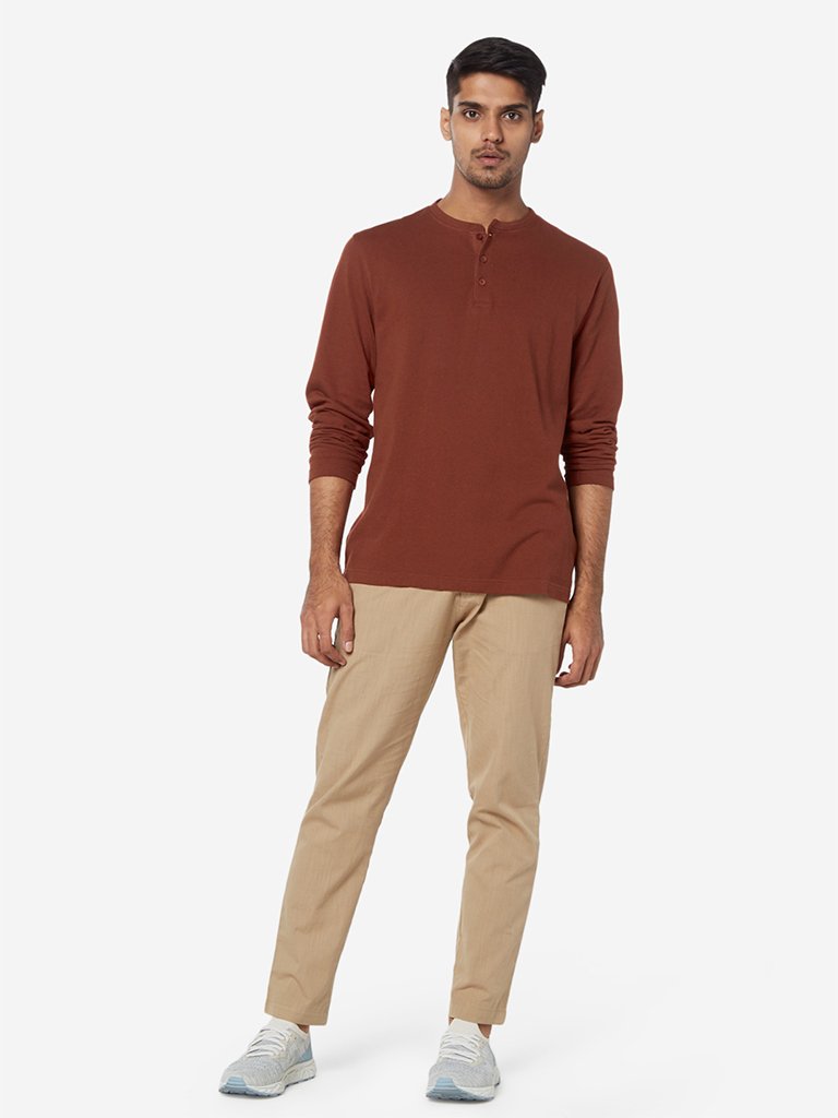 ETA Rust Self-Textured Slim Fit T-Shirt