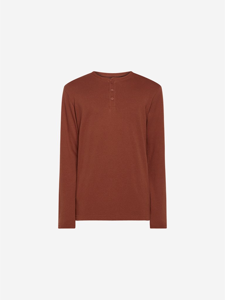 ETA Rust Self-Textured Slim Fit T-Shirt