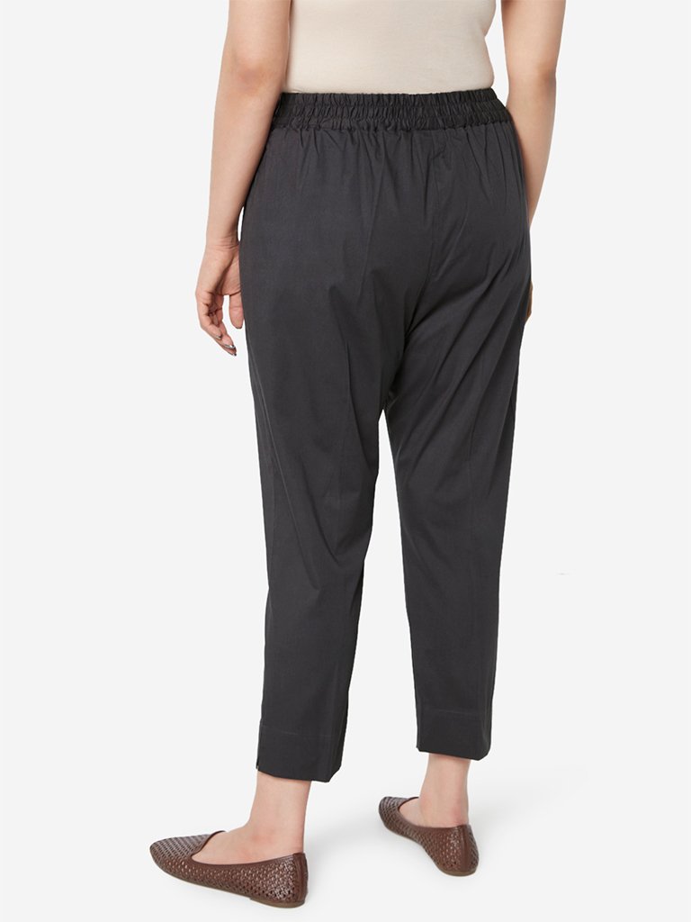 Diza Curve Charcoal Slim Fit Crop Ethnic Pants