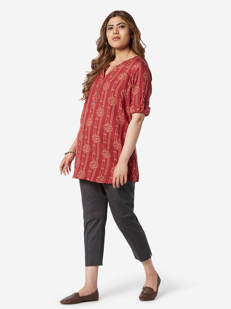 Diza Curve Charcoal Slim Fit Crop Ethnic Pants