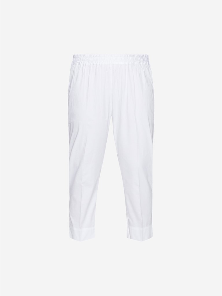Diza Curve White Solid Ethnic Pants