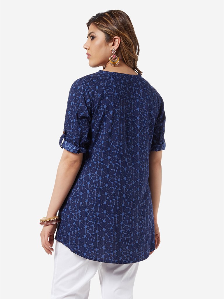 Diza Curve Indigo Printed A-line Kurti