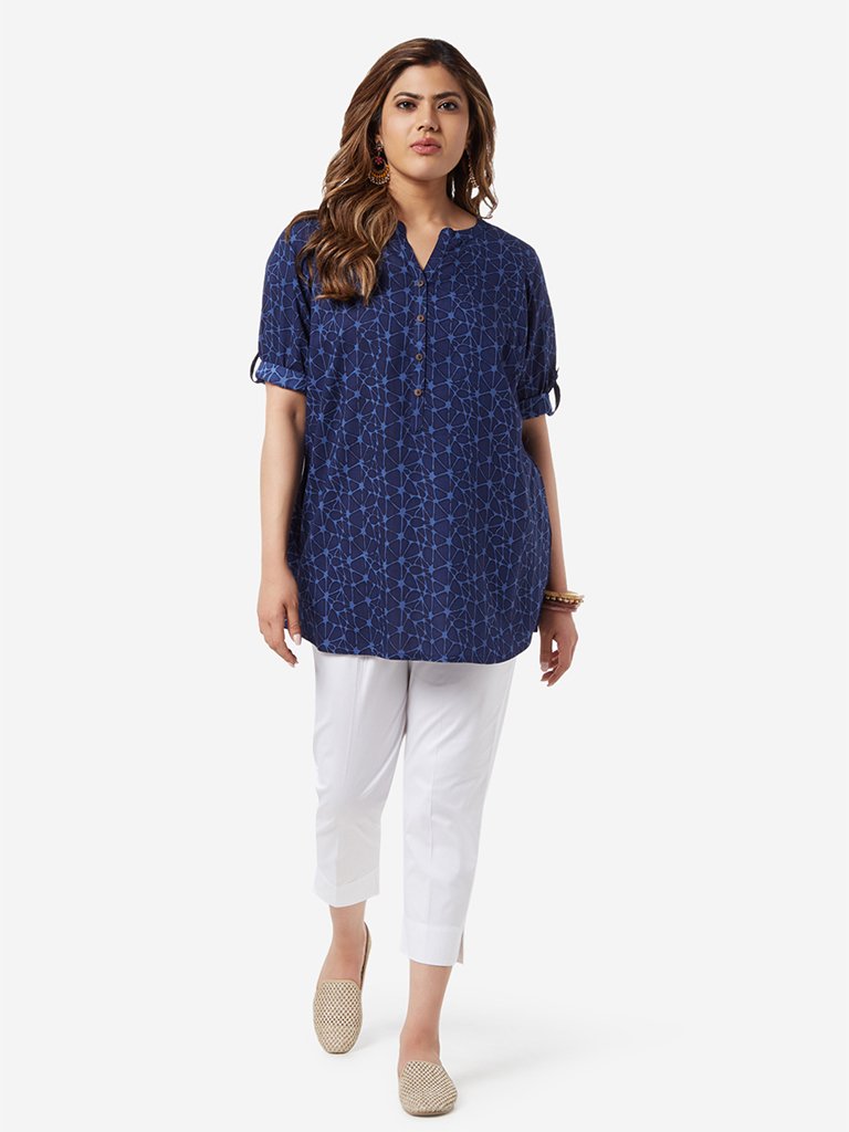 Diza Curve Indigo Printed A-line Kurti