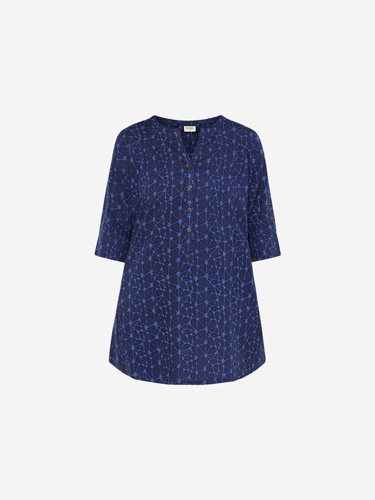 Diza Curve Indigo Printed A-line Kurti