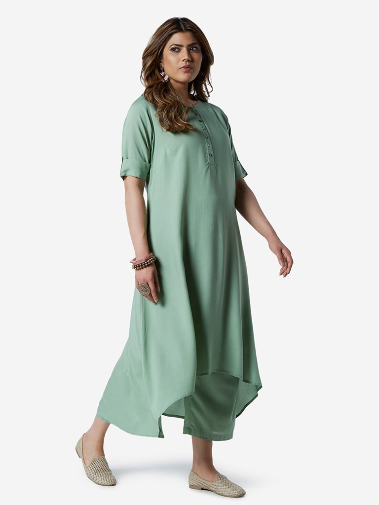 Diza Curve Mint High-Low Kurta