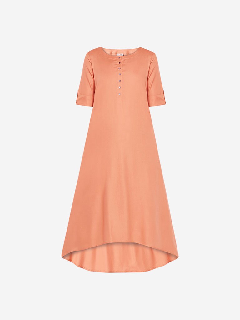 Diza Curve Light-Orange High-Low Kurta