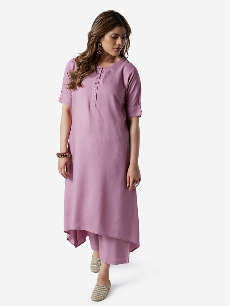 Diza Curve Lilac High-Low Kurta