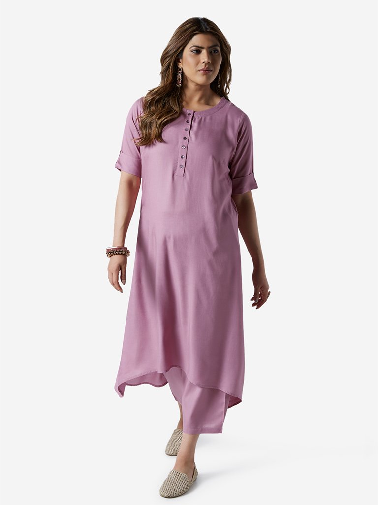 Diza Curve Lilac High-Low Kurta