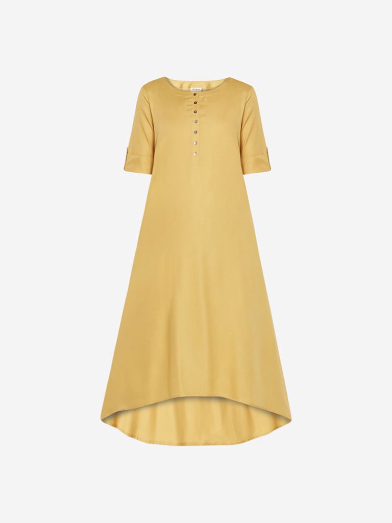 Diza Curve Yellow High-Low Kurta