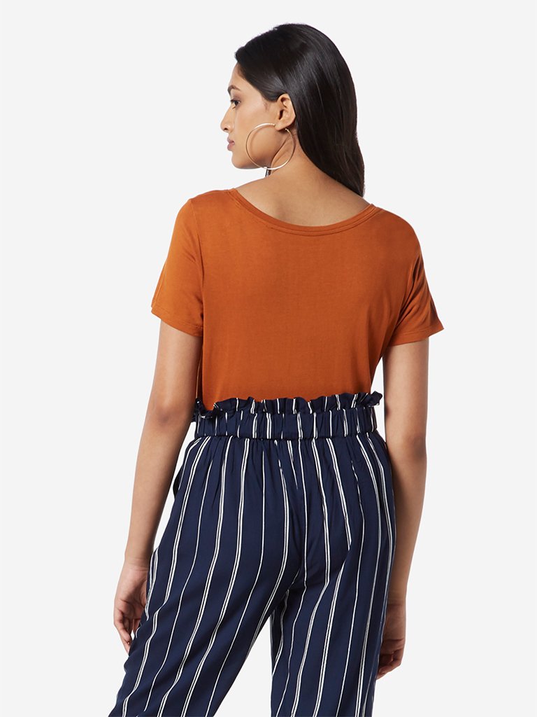 LOV Tan Text Printed Sherry T-Shirt