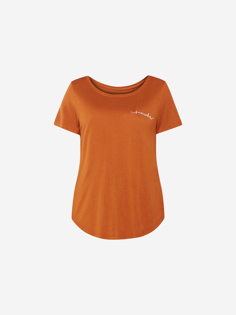 LOV Tan Text Printed Sherry T-Shirt