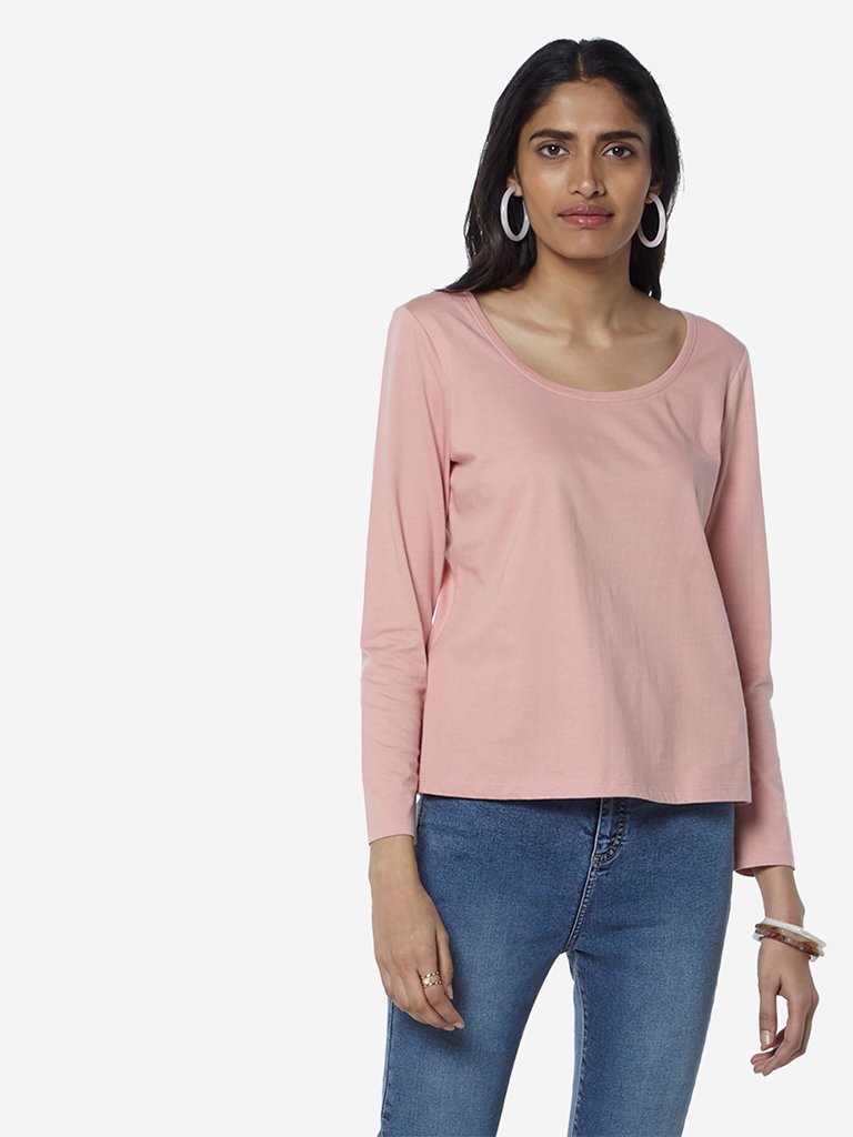 LOV Dull-Pink Pure Cotton Chelsea T-Shirt