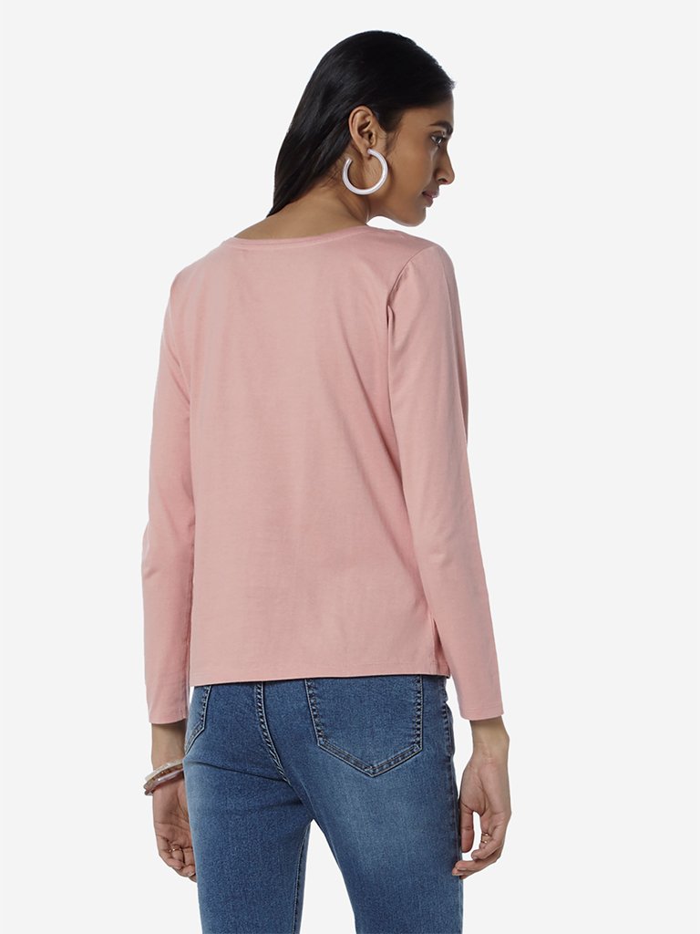 LOV Dull-Pink Pure Cotton Chelsea T-Shirt