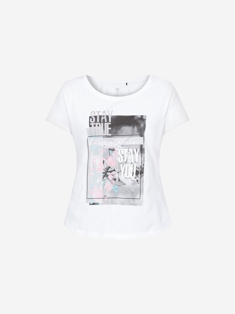 LOV White Graphic Print High-Low T-Shirt