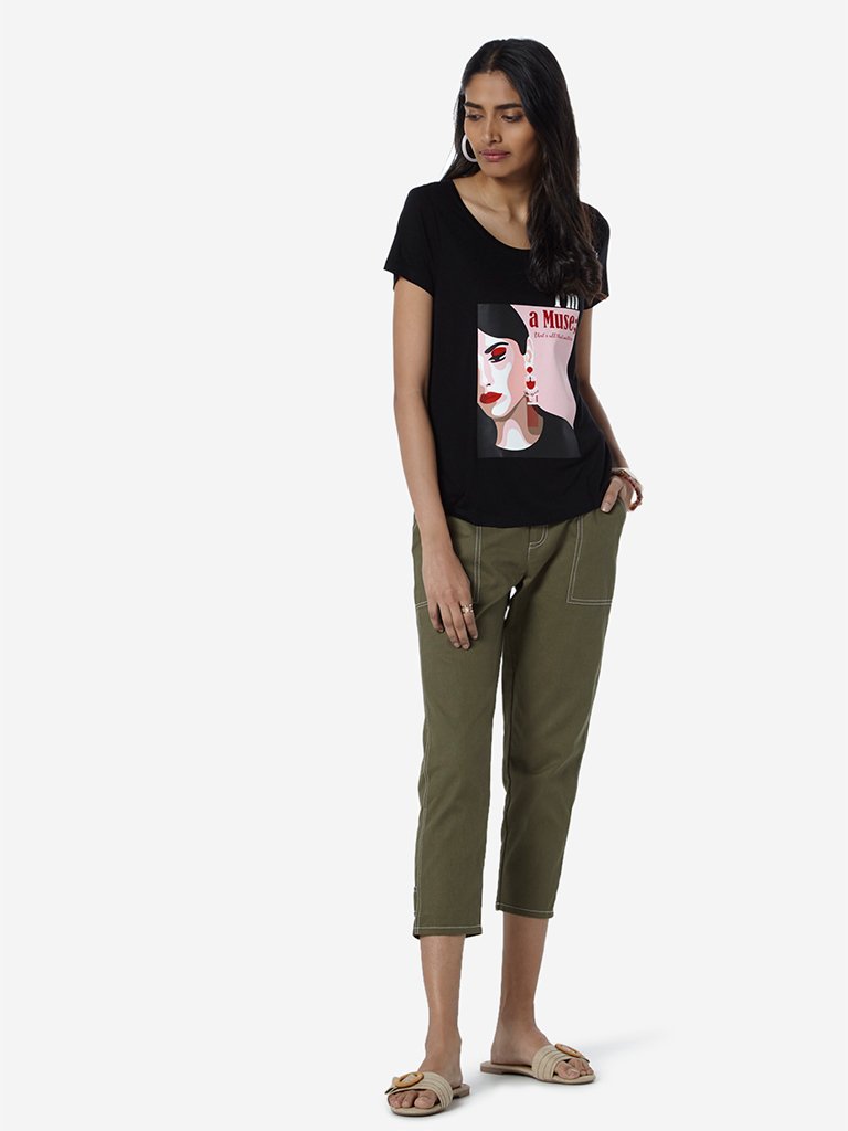 LOV Black Graphic Print Sherina T-Shirt