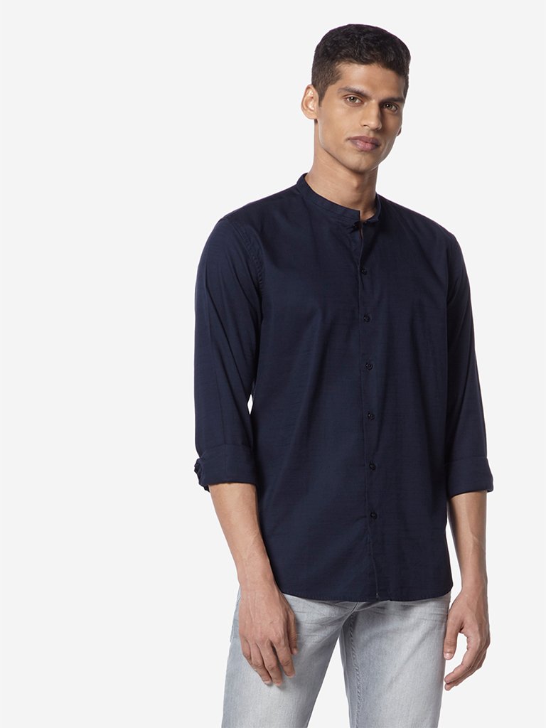 Ascot Navy Tailored Fit Shirt