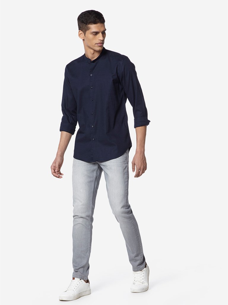 Ascot Navy Tailored Fit Shirt