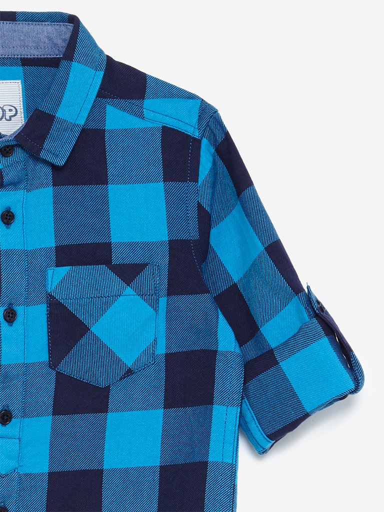 HOP Kids Blue Checkered Shirt