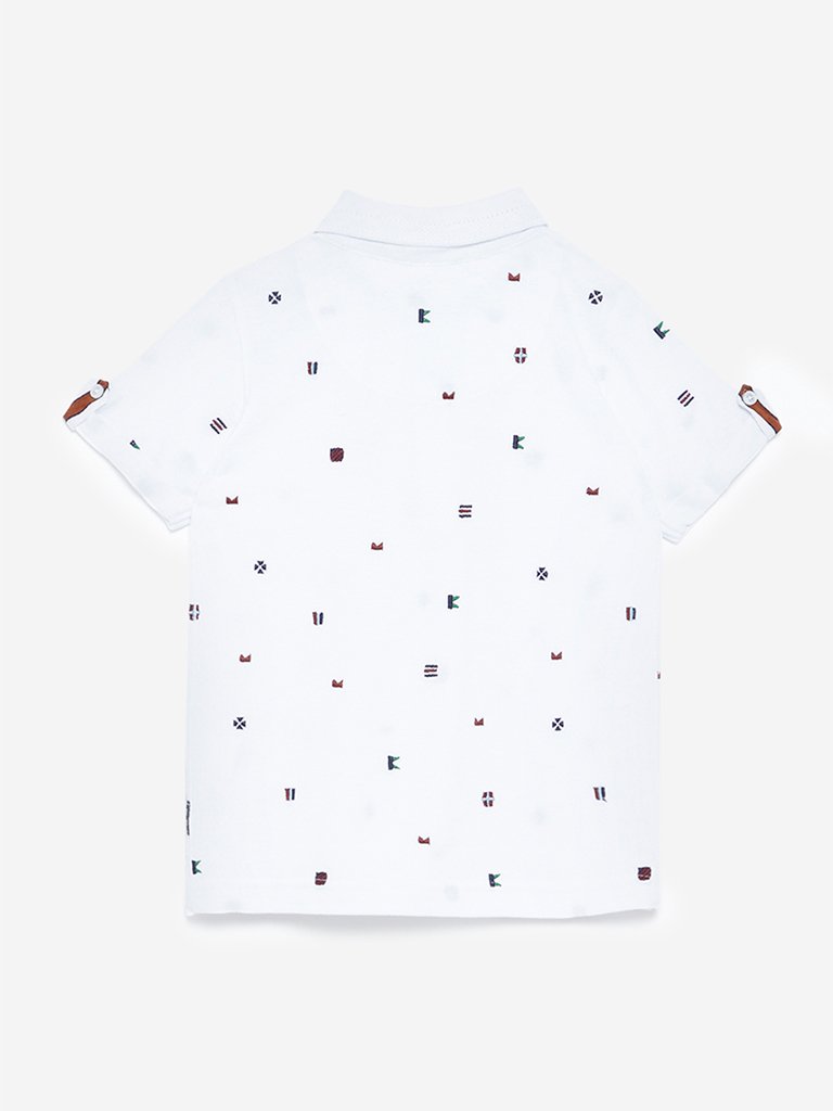 HOP Kids White Polo Neck T-Shirt
