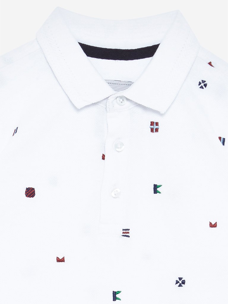 HOP Kids White Polo Neck T-Shirt