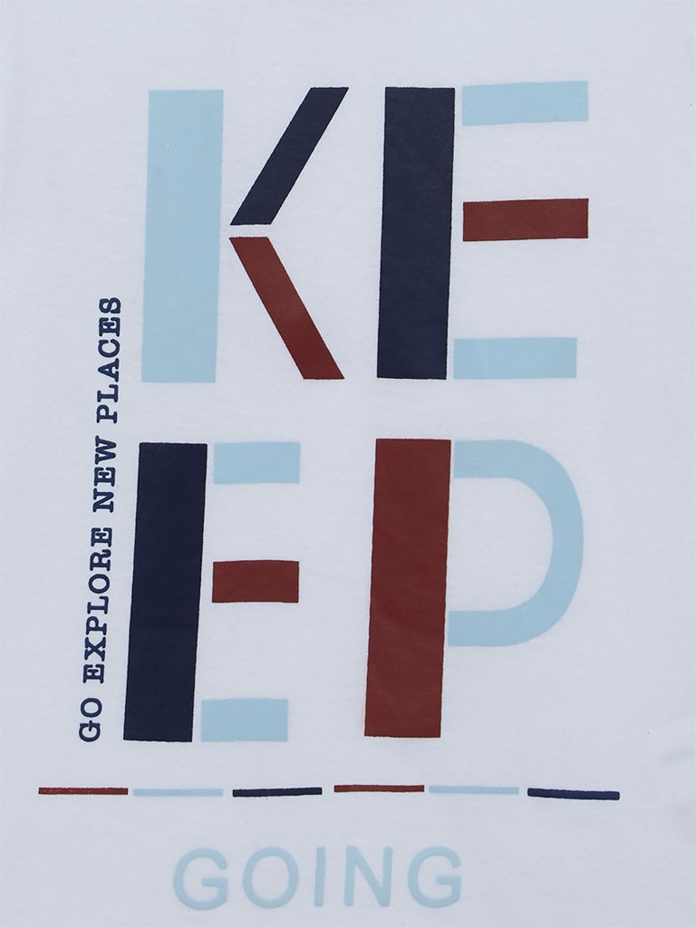 HOP Kids White Text Printed T-Shirt