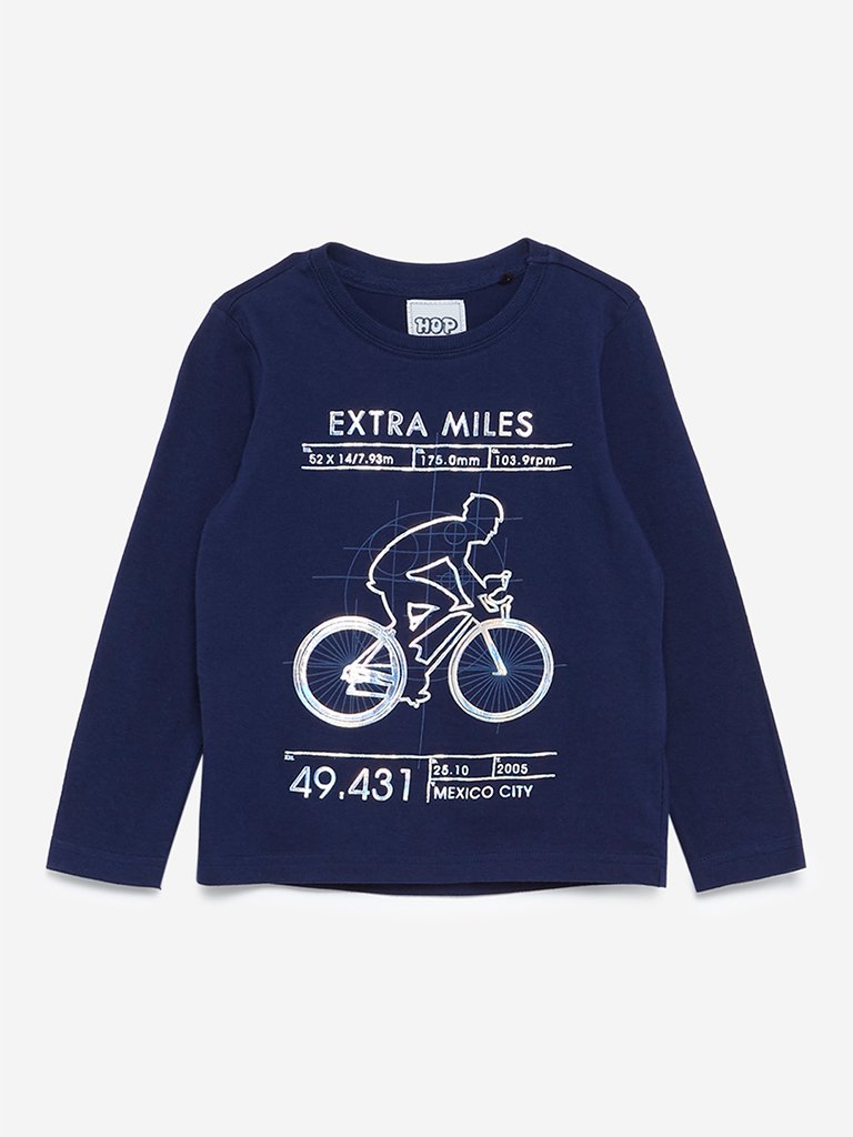 HOP Kids Navy Holographic Print T-Shirt