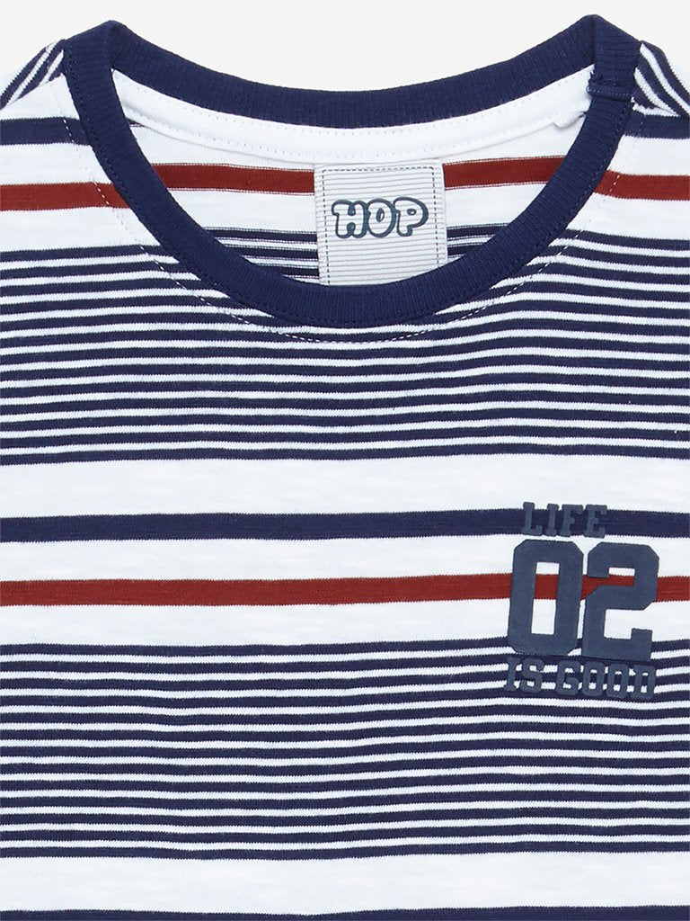 HOP Kids Navy Striped Crewneck T-Shirt